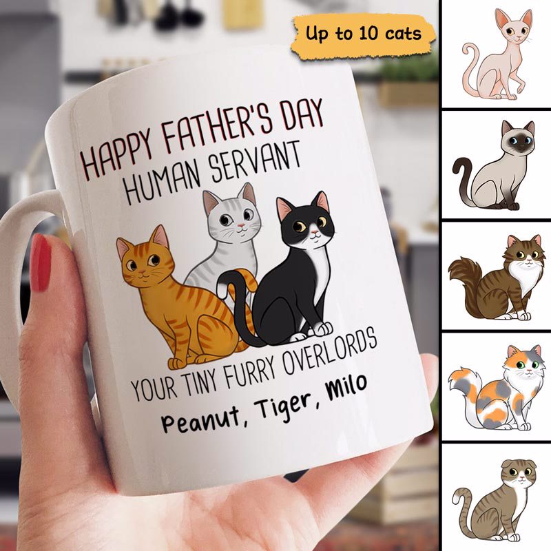 Cute Sitting Cats Happy Father‘S Day Human Servant Personalized Mug