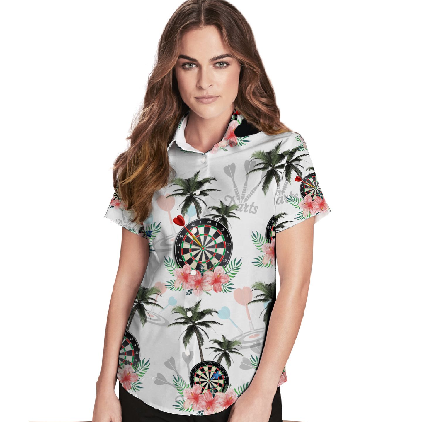 Darts Goal Coconut Trees Custom Name Women Hawaii Shirt For Lovers Ha23616