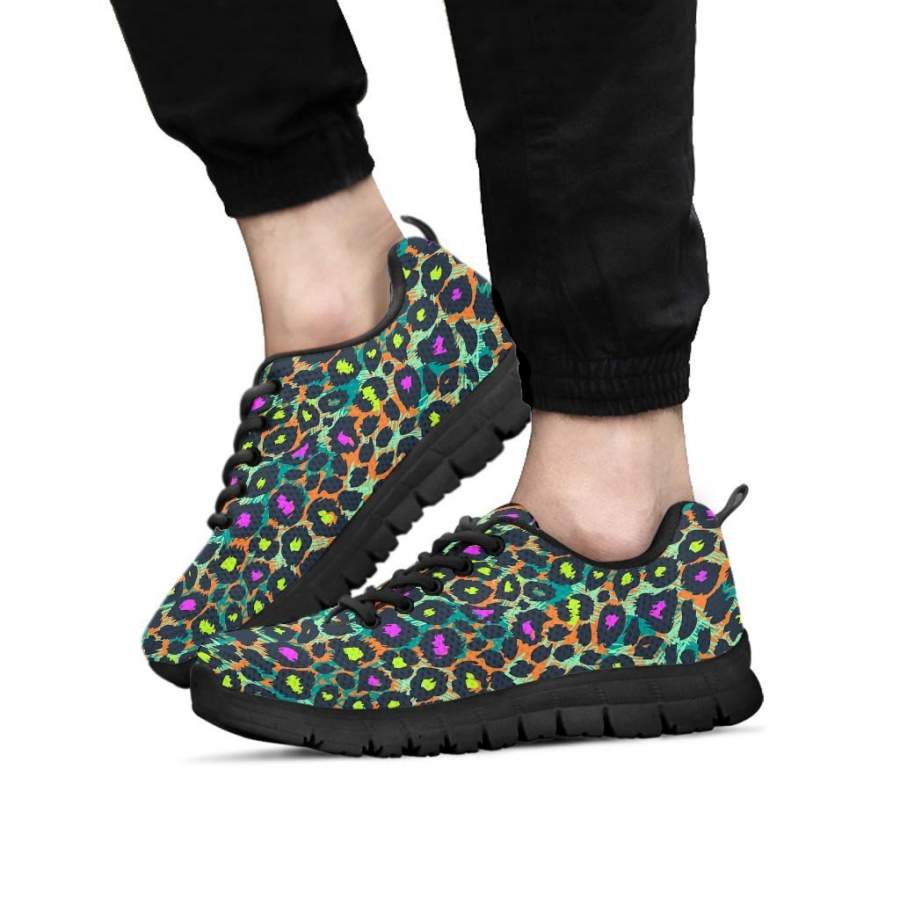 Colorful Neon Leopard Men’s Sneakers