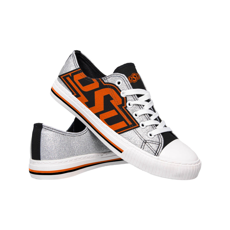 Oklahoma State Cowboys NCAA Womens Glitter Low Top Canvas Shoes