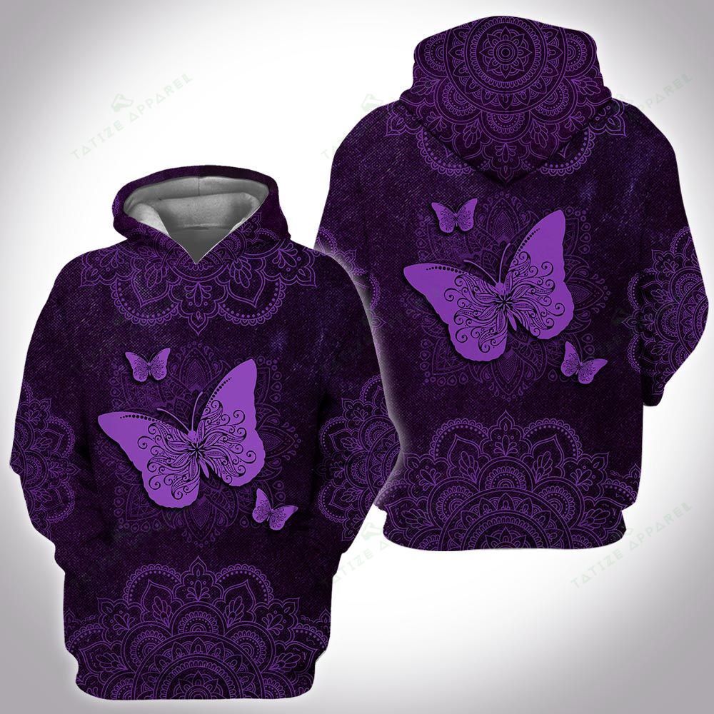 Unisex Animal Mandala Butterfly 3D Hoodie All Over Print