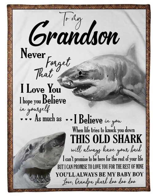 To My Grandson Sharks This Old Shark Soft Cozy Lightweight Premium Blanket