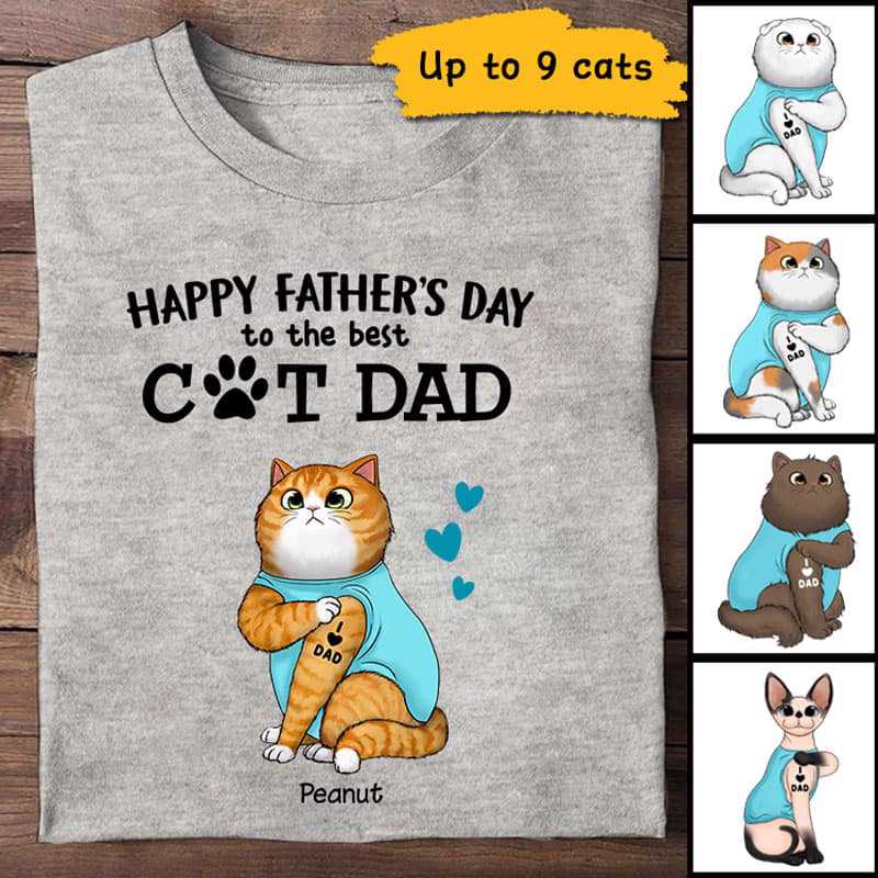 Happy Father‘s Day Tattooed Cats Personalized Shirt Trending Fashion Design By PeckShirt 2024