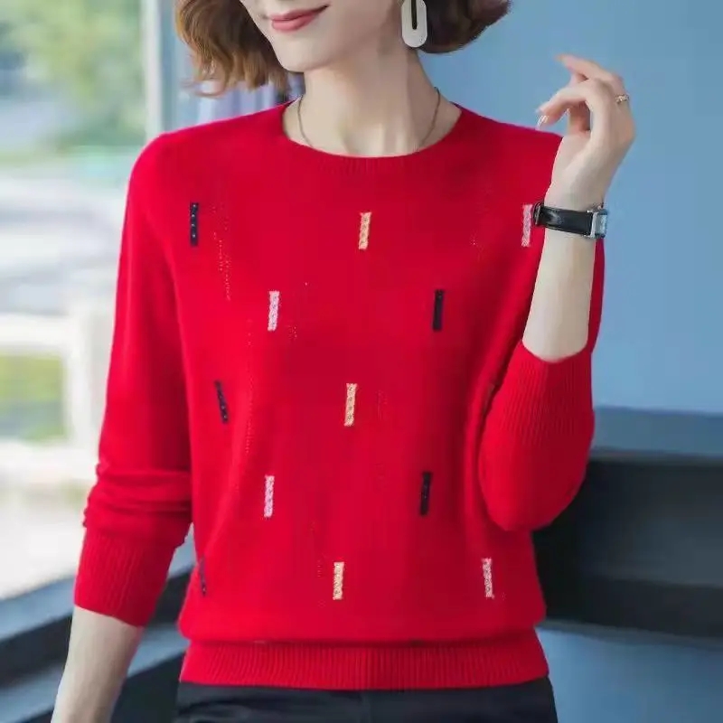 2022 New Middle-aged Women’s Sweaters Autumn Long Sleeve Knitted Sweaters Female Pullovers Mother Knitwear Tops Femme Jumper 5XL alx