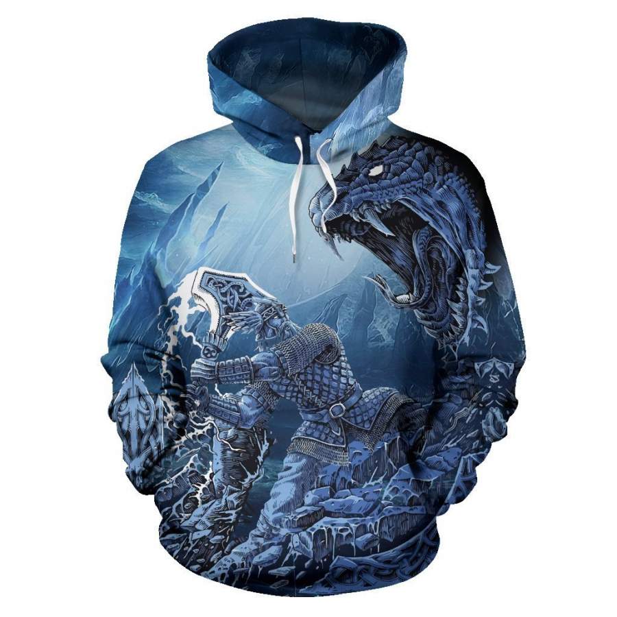 Viking Thor Vs Midgard Serpent All-Over Hoodie A7