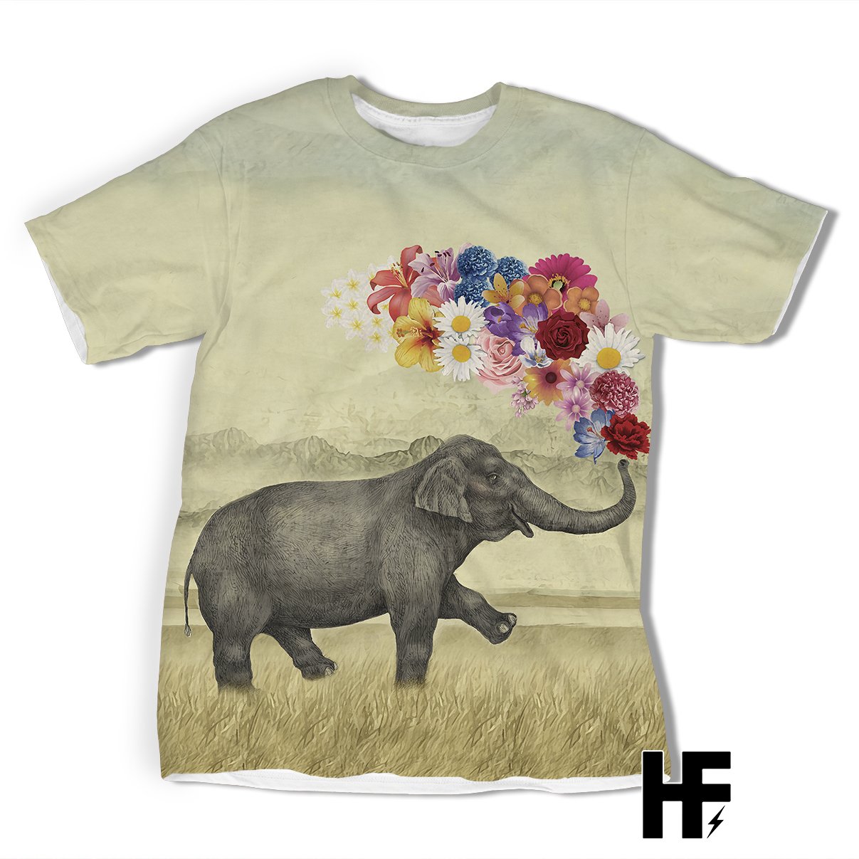 Elephant With Flower Ez03 1203 All Over T-Shirt