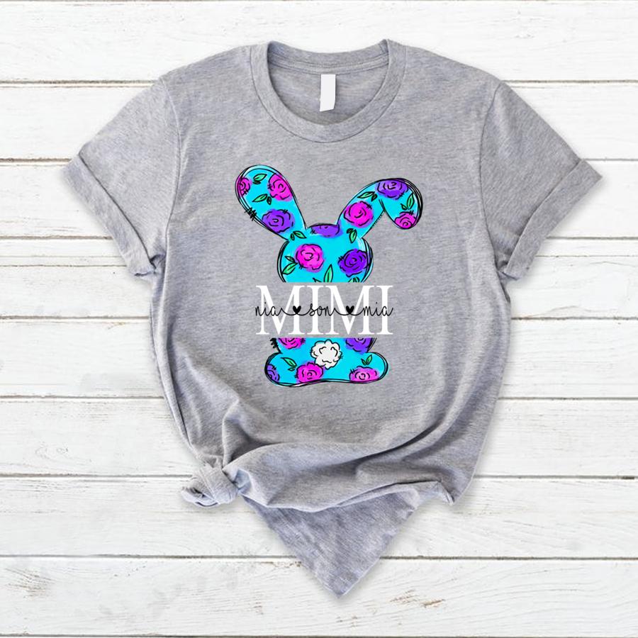 Mimi With Grandkids Bunny Flower S For Easter Day Family Customize Personalized T-Shirt, Hoodie Adult, Kid, Unisex