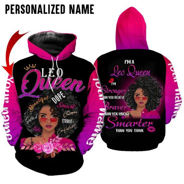 Leo Girl Black Queen Custom Name 3D All Over Print | For Men & Women | Adult | Cn2210