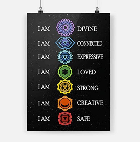 Yoga – I Am Divine I Am Connected I Am Expressive Poster Art Print      Home Decor Gift For Men Women Family Friend On Birthday Xmas