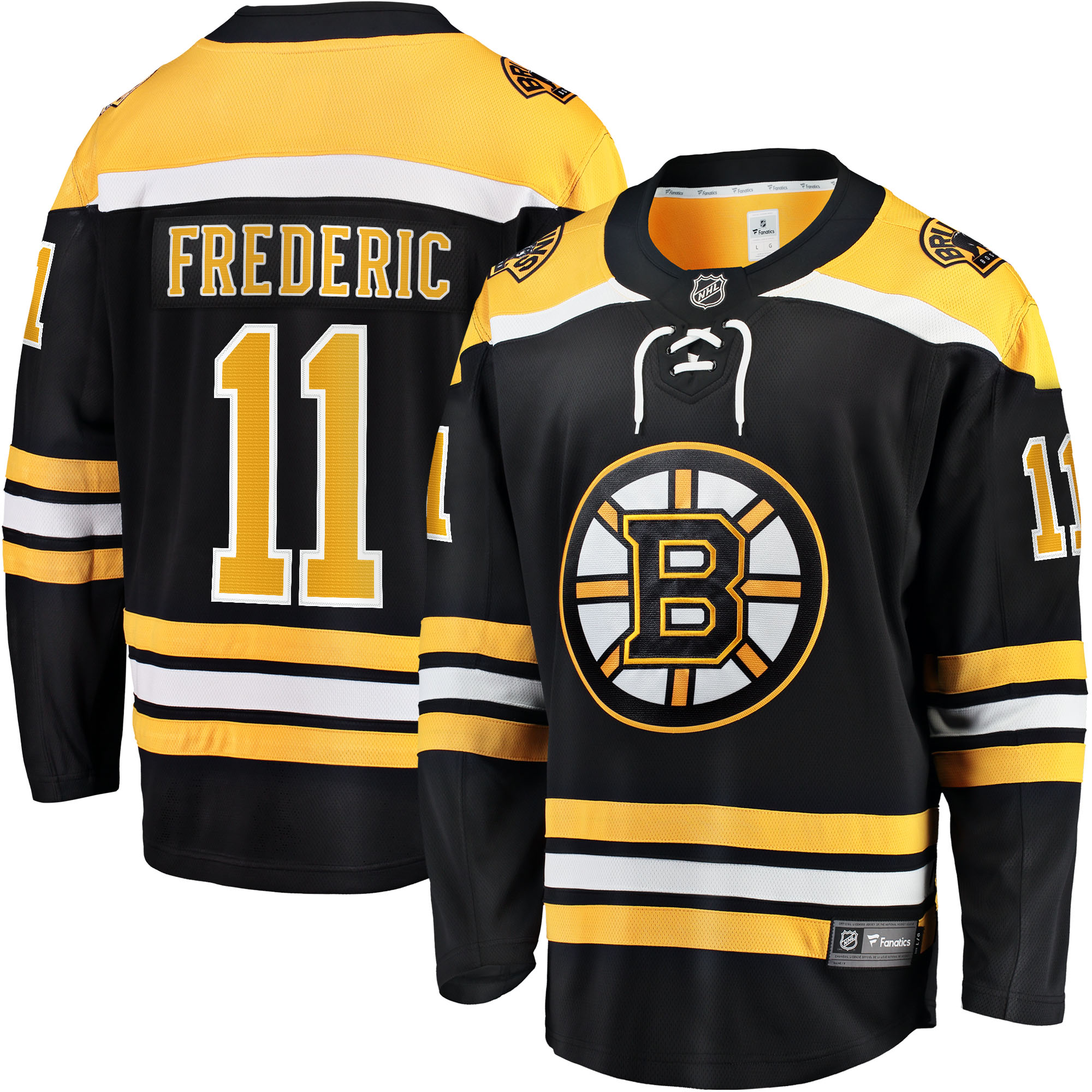 Men's Boston Bruins Trent Frederic Black Home Breakaway Player Jersey