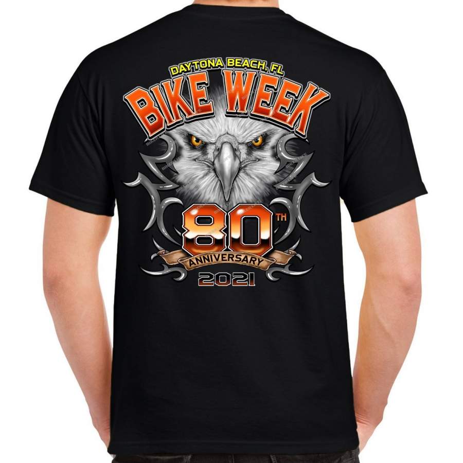 2021 Bike Week Daytona Beach 80th Anniversary Chrome Eagle 80th Anniversary T-shirt