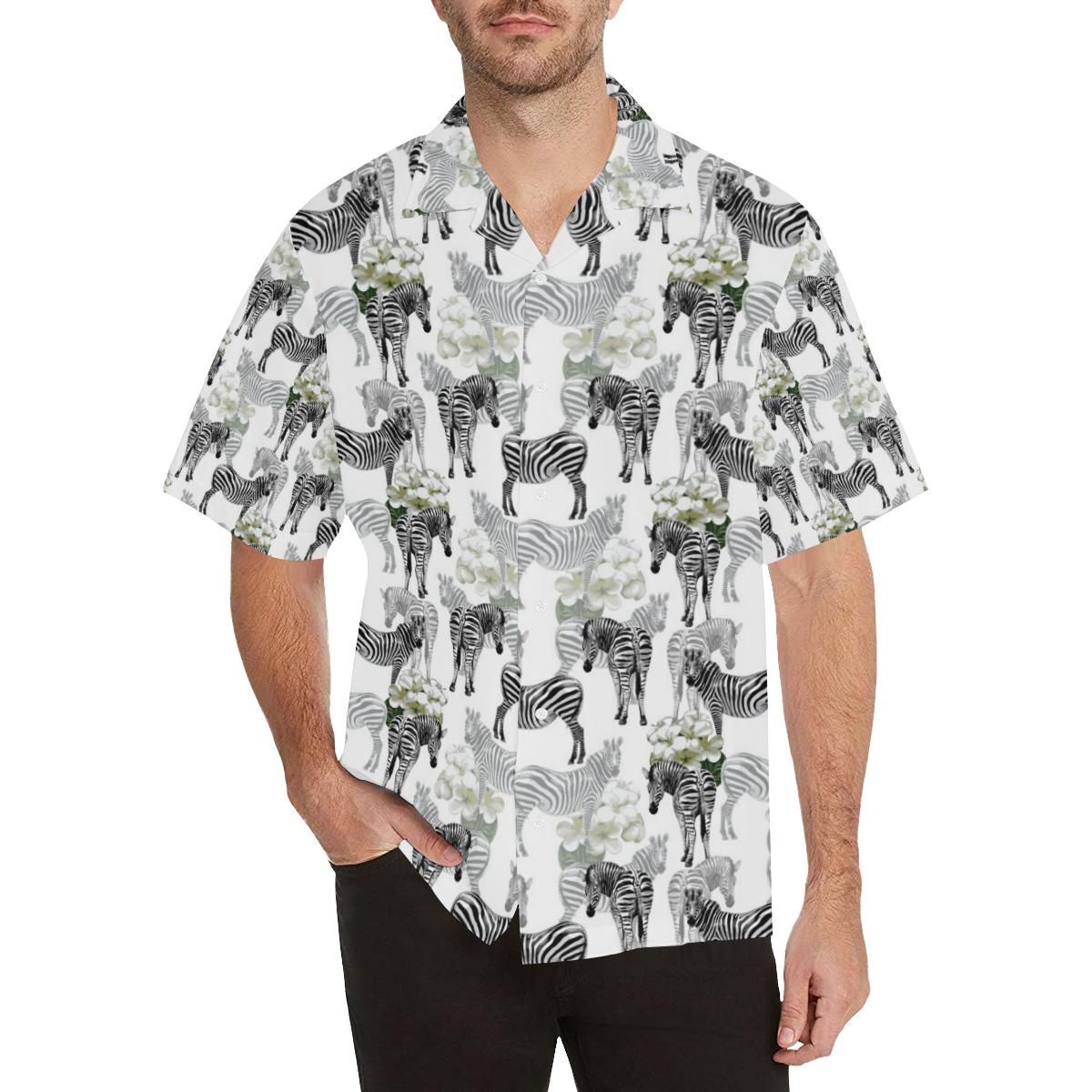 Zebra Pattern Men’S All Over Print Hawaiian Shirt