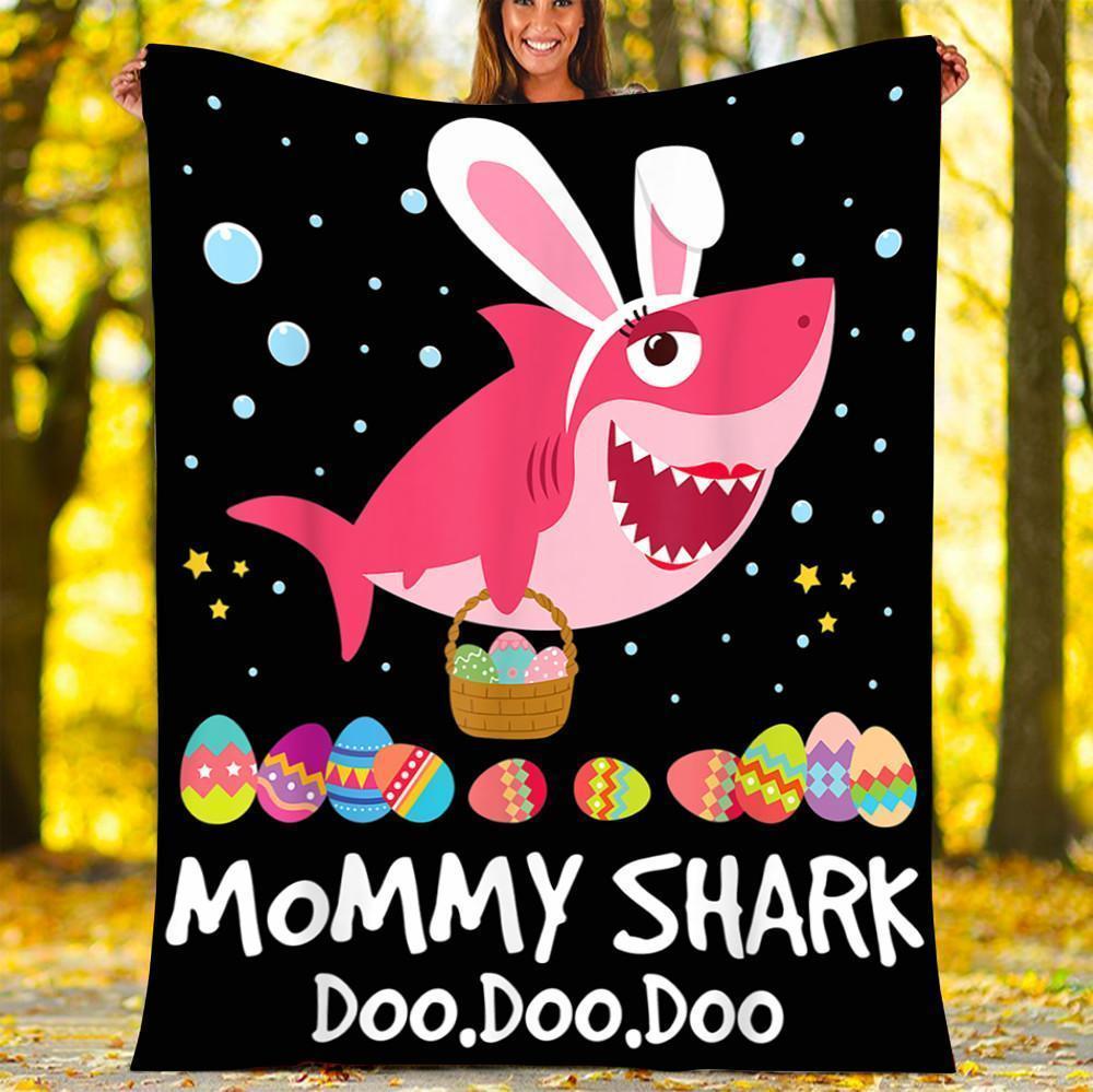 Custom Quilt Mommy Shark Easter Egg Quilt – Gift For Mommy Premium Quilt Blanket Size Throw, Twin, Queen, King, Super King