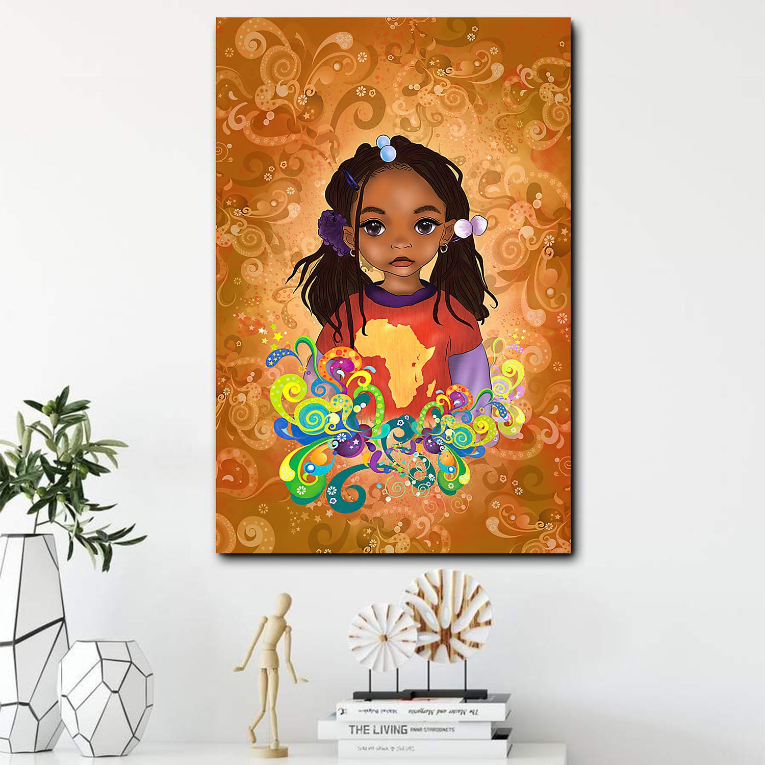 African American Posters And Prints Traditional Black Chibi Girl Black Home Decor