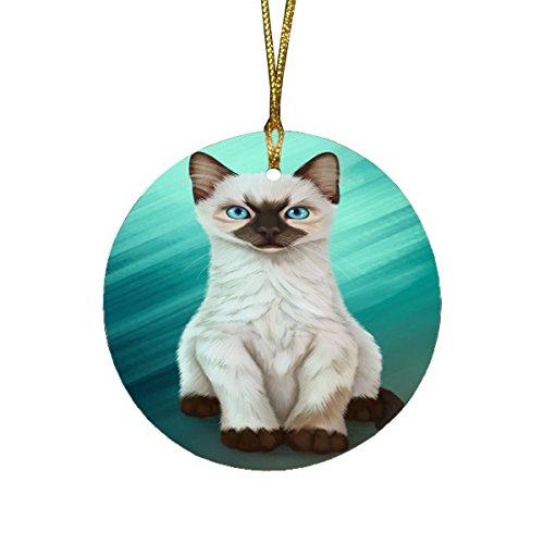 Siamese Kitten Cat Round Christmas Ornament