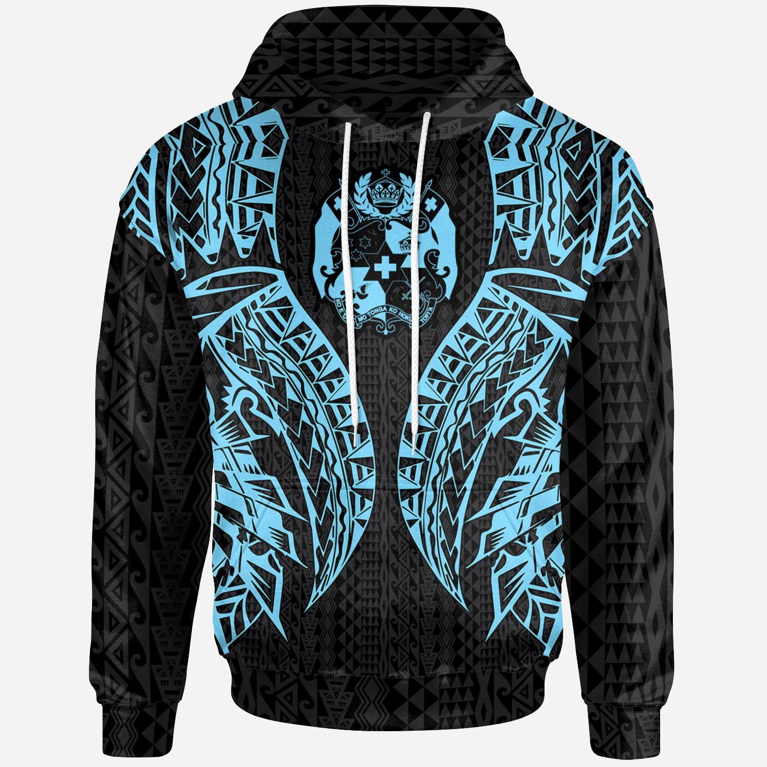 Tonga Hoodie – Polynesian Lion Head Neon Style – Pacific Print Hoodie