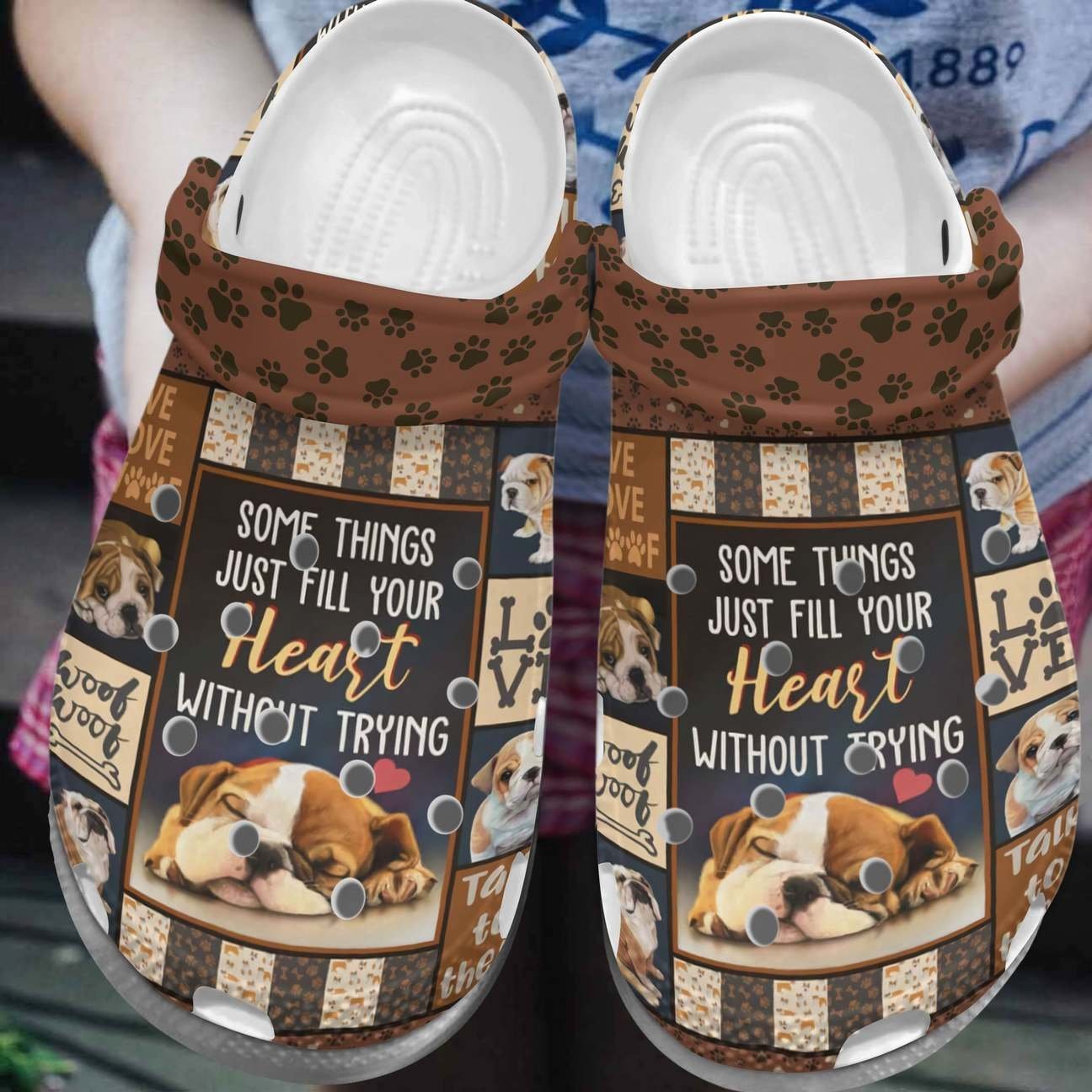 Bulldog Personalized Clog, Custom Name, Text, Color, Number Fashion Style For Women, Men, Kid, Print 3D Fill My Heart Without Trying