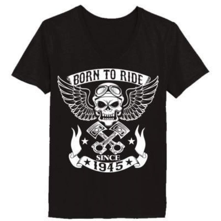 AGR Born To Ride Since 1945 – Ladies’ V-Neck T-Shirt