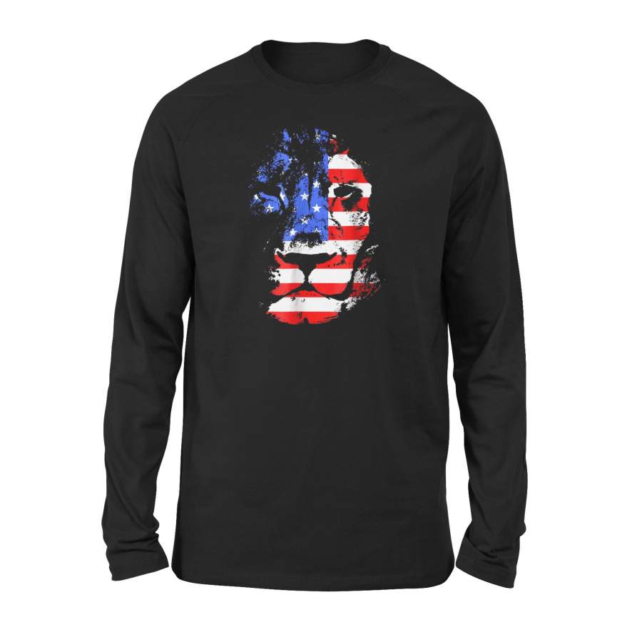 American Lion Us Flag Silhouette Portrait Premium Long Sleeve T-Shirt