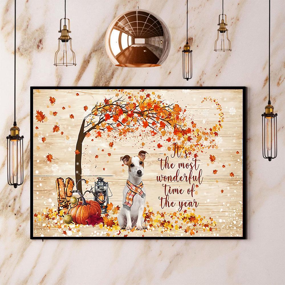 Jack Russell Autumn It’S The Most Wonderful Time Of The Year Halloween Gift Paper Poster No Frame  Matte Canvas Wall Decor