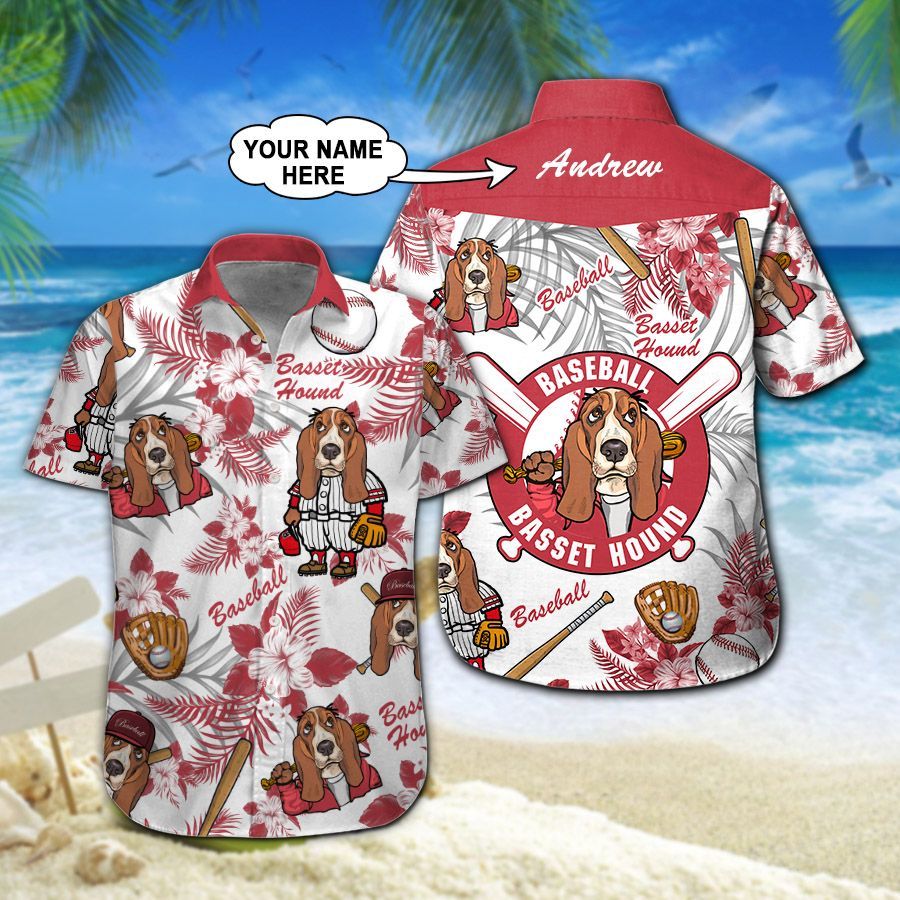 Basset Hound Baseball Custom Name Hawaiian Shirt 207 ND4517