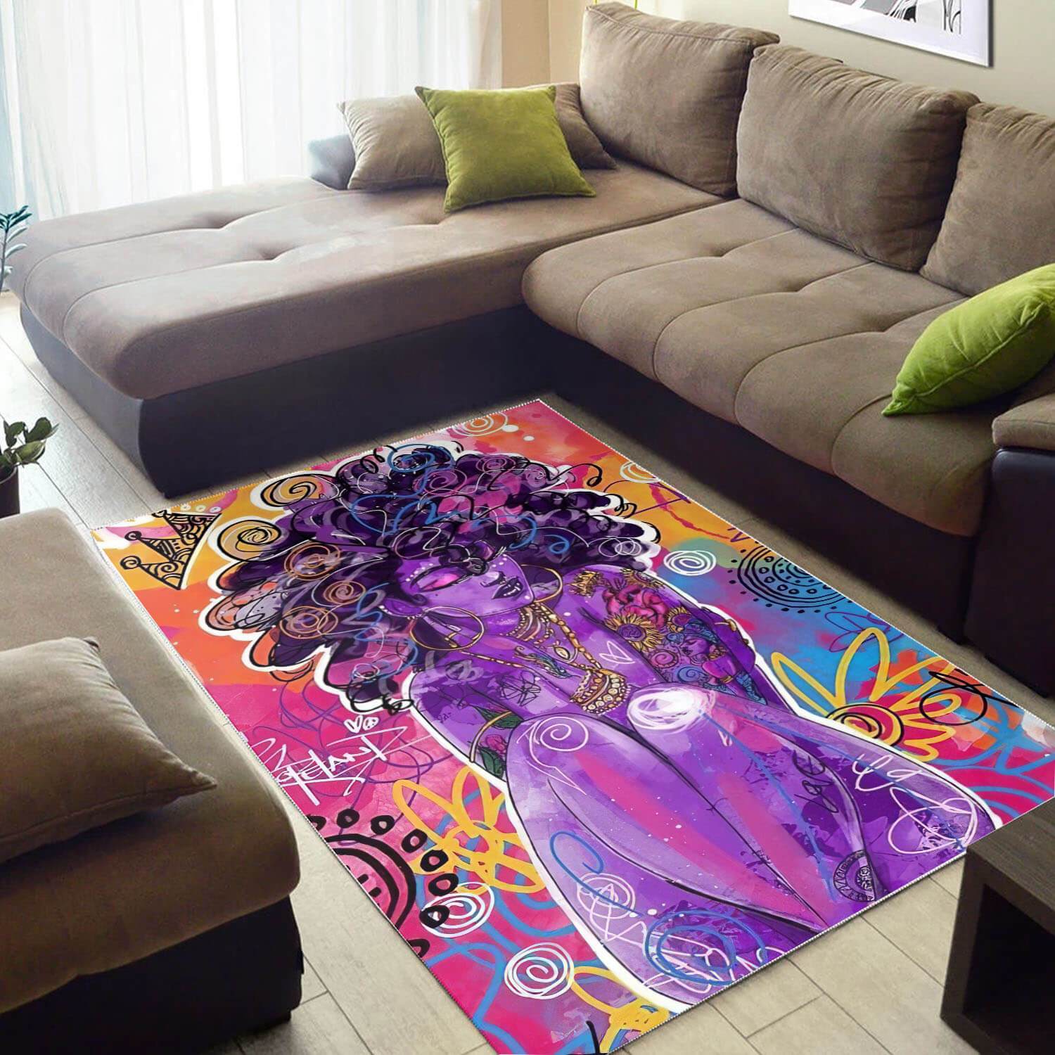 African American Area Rugs Beautiful Black Afro Lady Carpet African Design Afrocentric Room Decor BPS42352