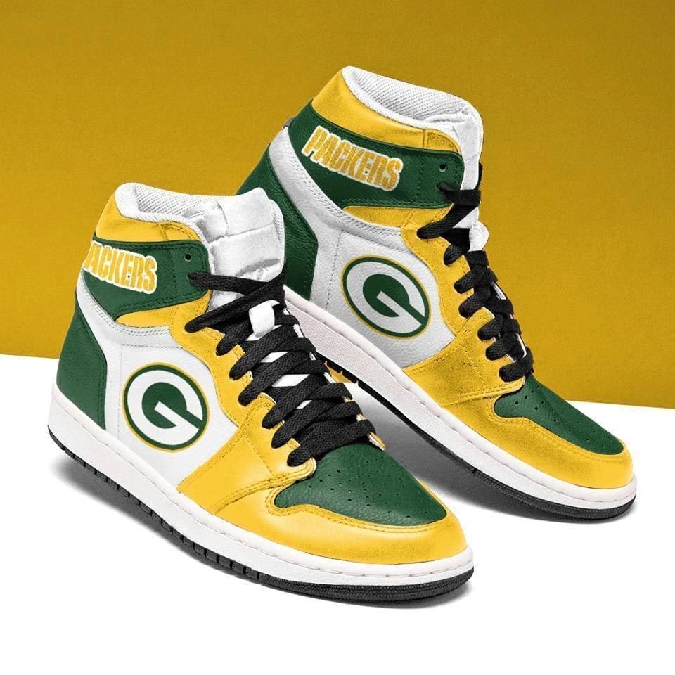 Green Bay Packers Jordan 1 High Shoes Sport Sneakers Air Jordan High Sneakers Sport Sneakers