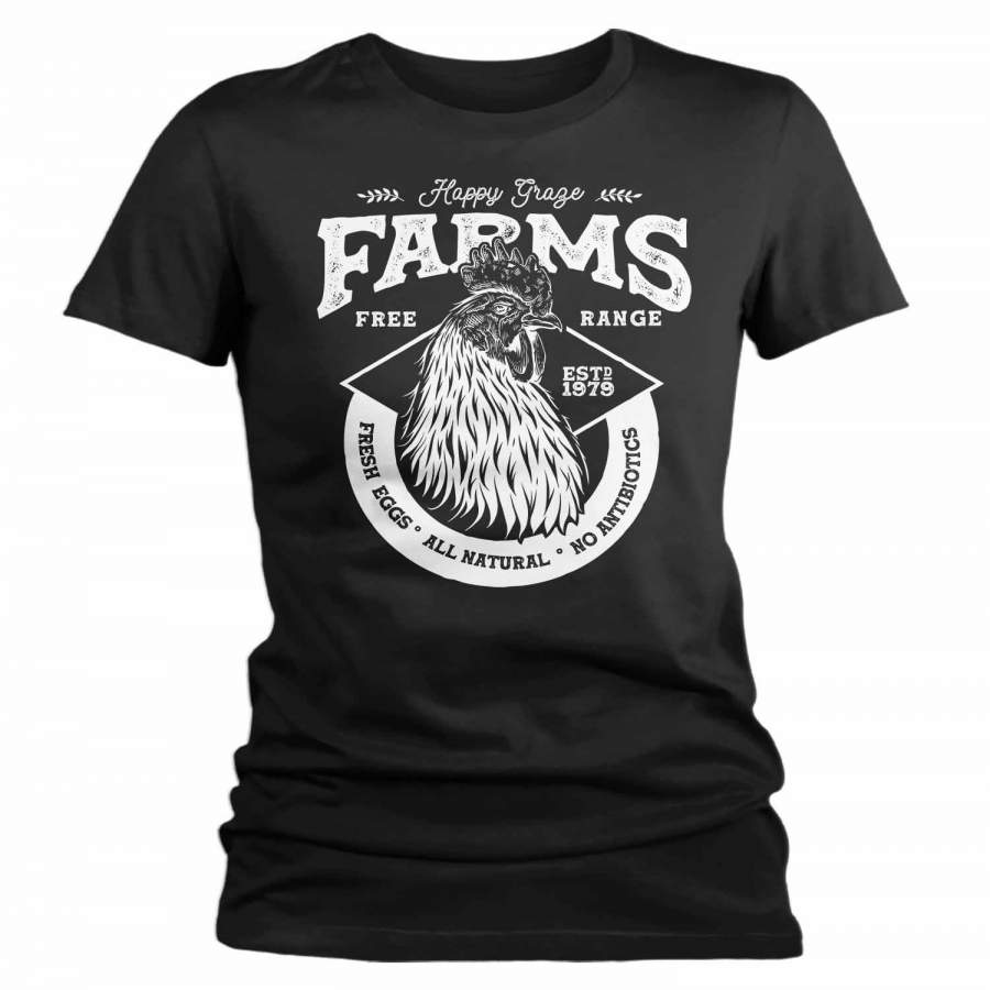 Women’s Personalized Farm T Shirt Vintage Rooster Shirt Farmer Gift Idea Custom Chicken Shirt Farm Shirts Customized TShirt