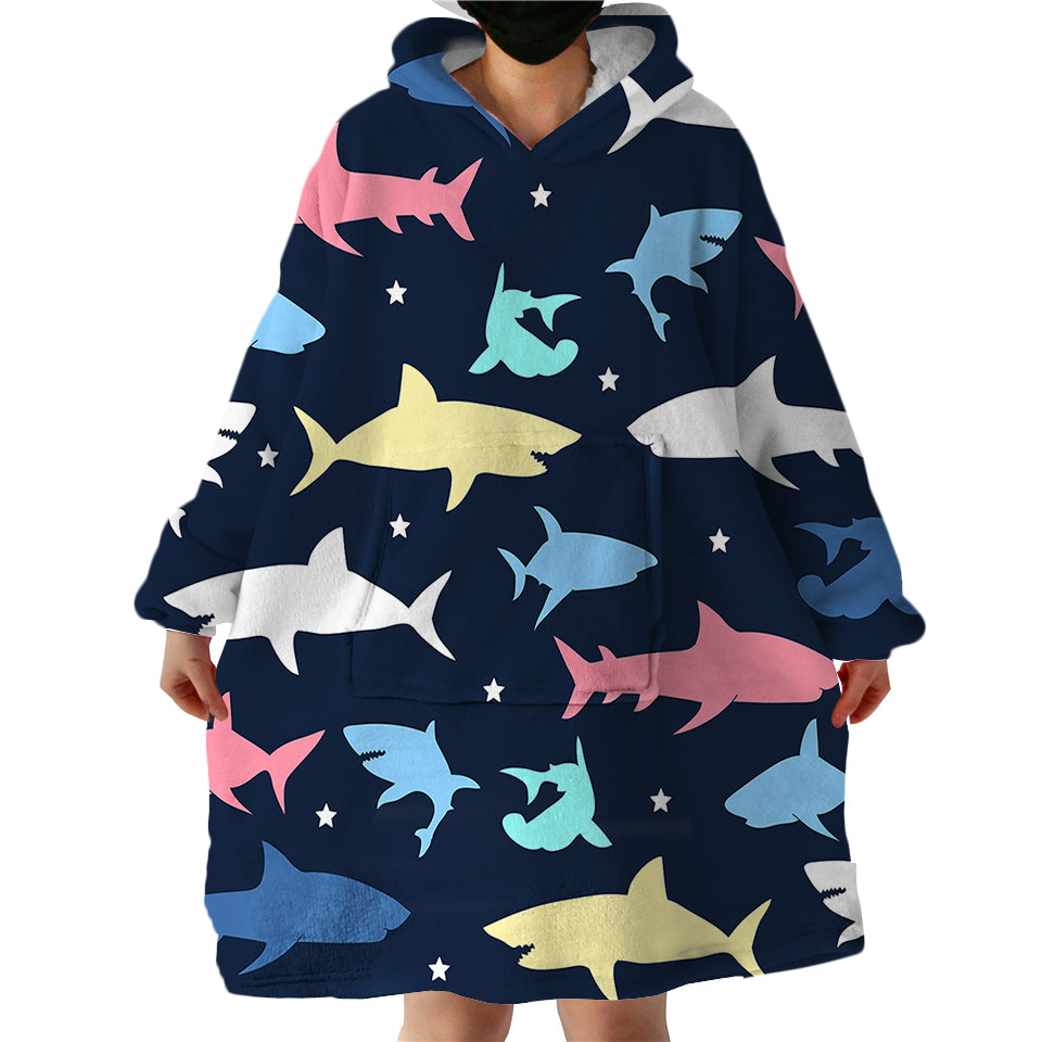 Shark Shadows Swlf0102 Hoodie Wearable Blanket