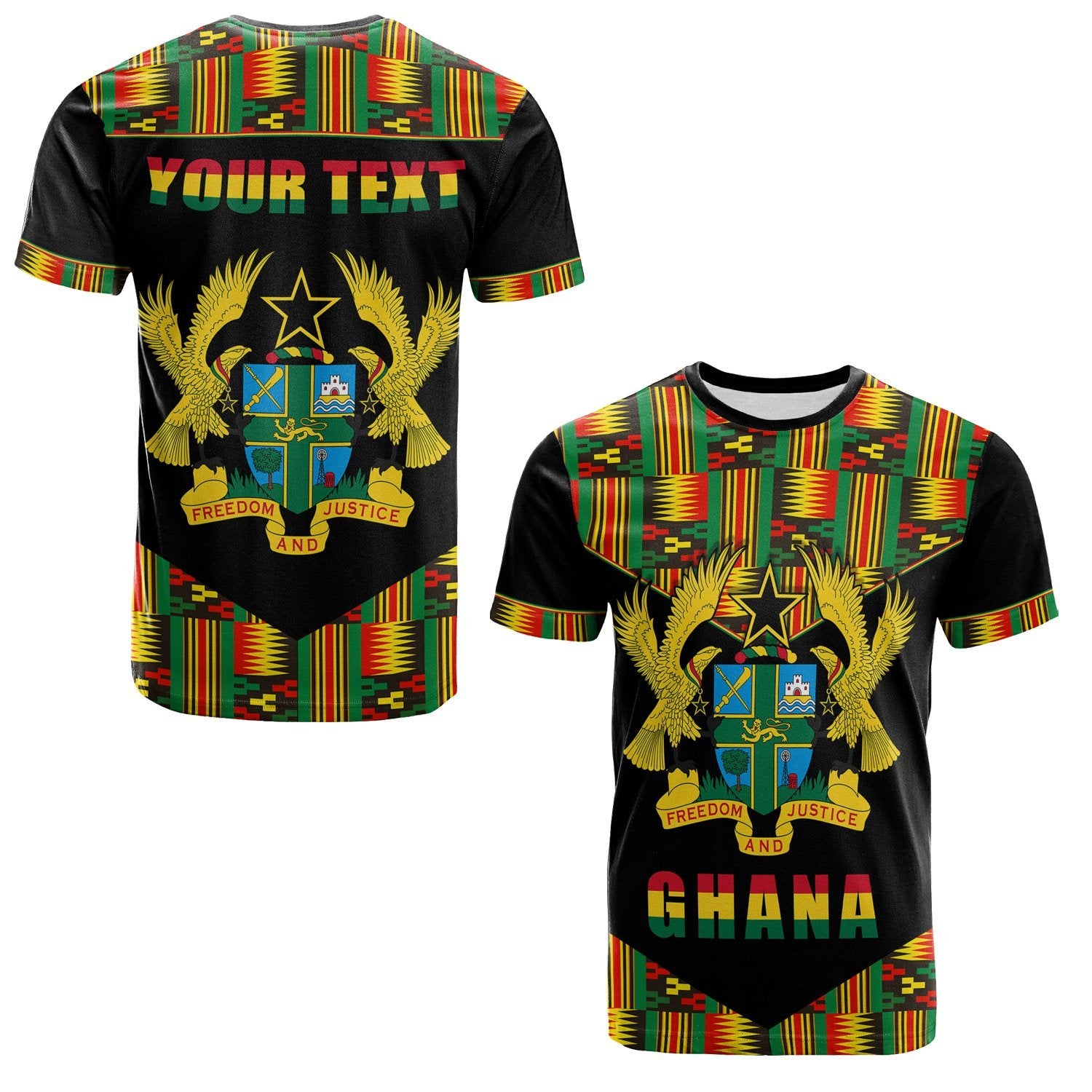 (Custom Personalised) Ghana Proud T-Shirt Ankara Kente Lt13