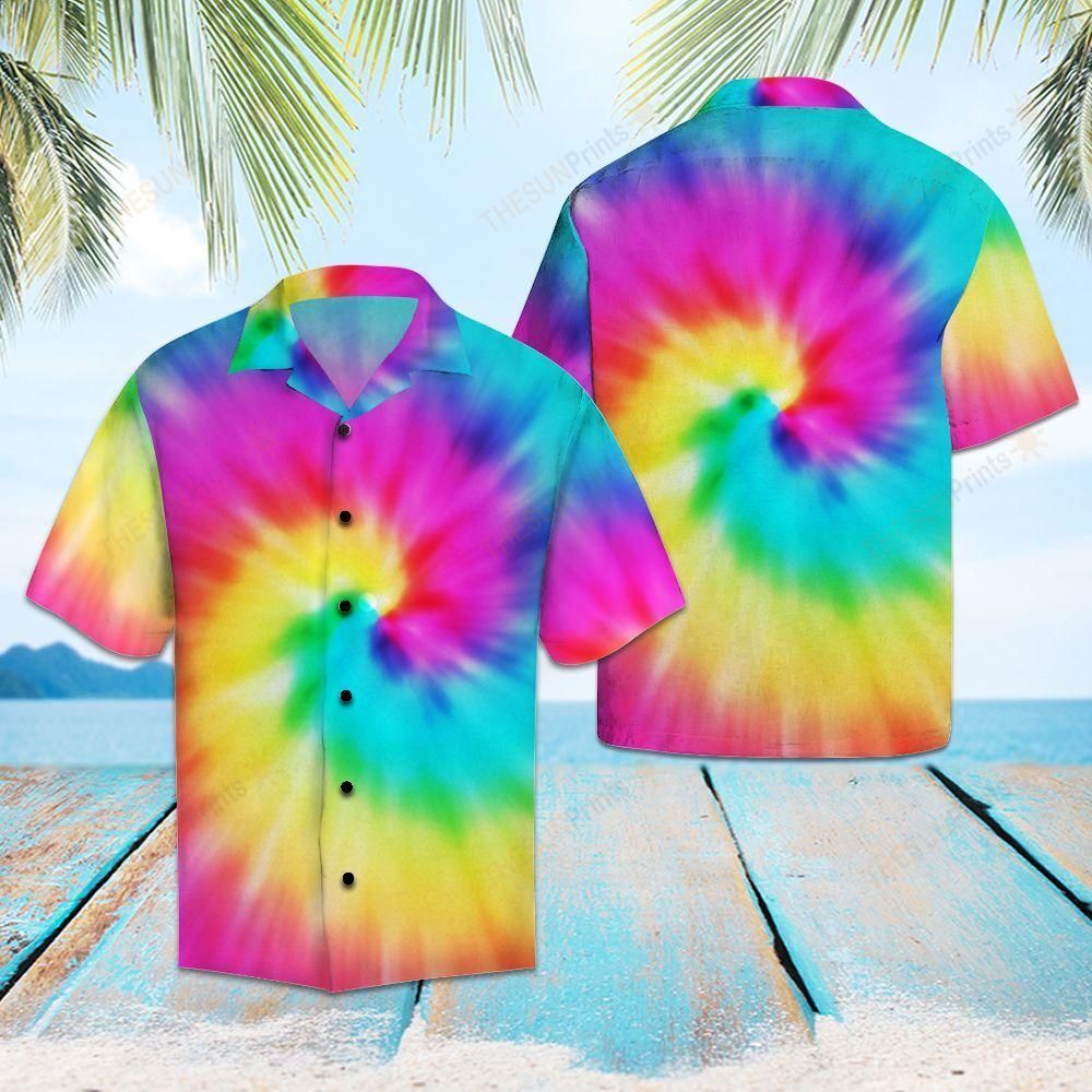 Realistic Spiral Tie Dye Hawaiian Shirt Ha40169