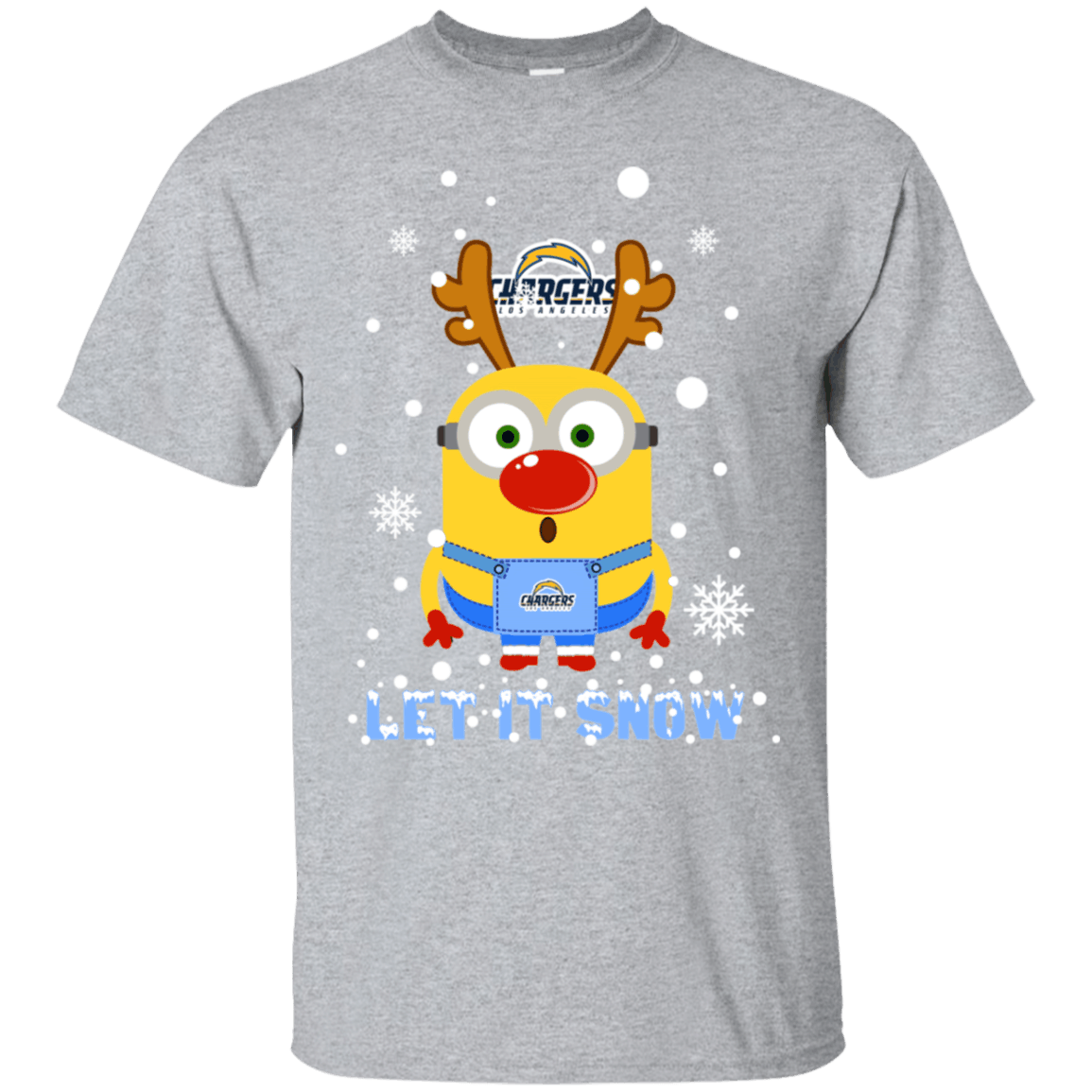 Buy Minion Los Angeles Chargers Ugly Christmas Sweaters Let It Snow Ultra Cotton T-Shirt