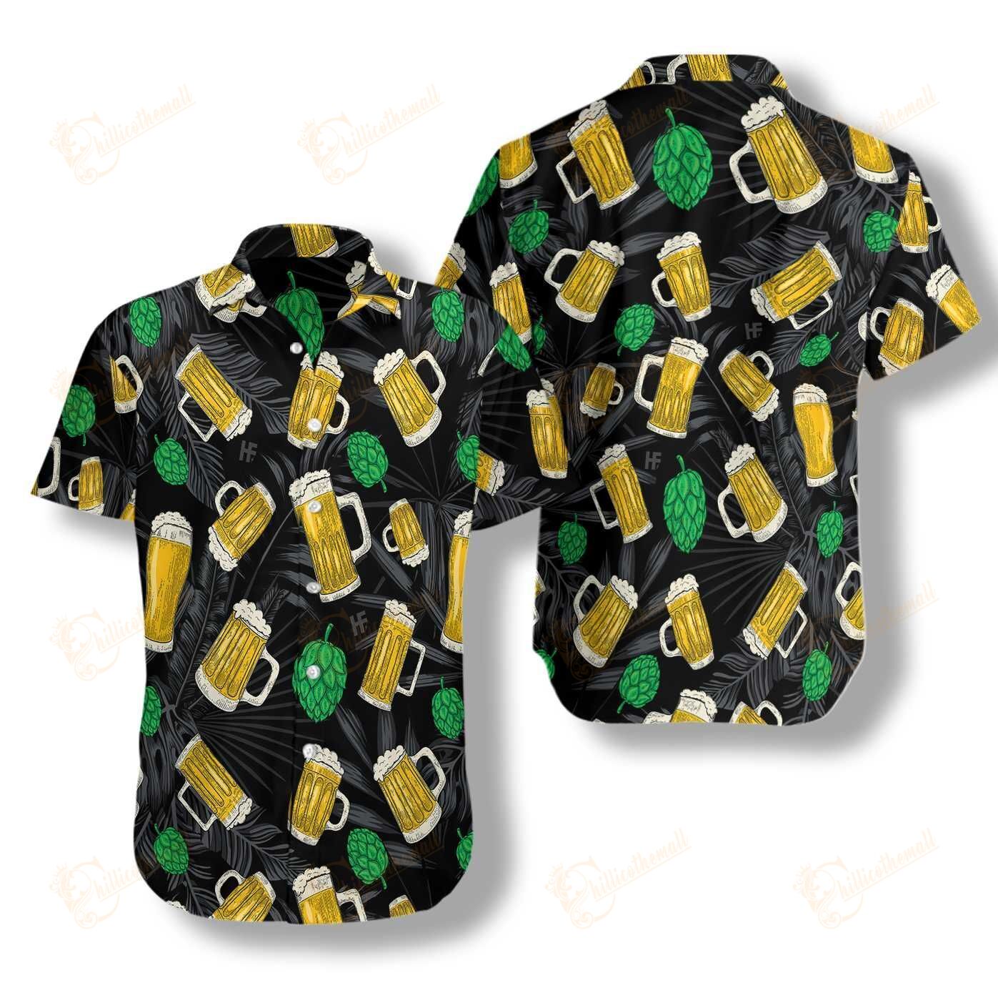 Beer Mugs And Hop Hawaiian Shirt