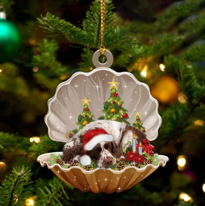 English Springer Spaniel3-Sleeping Pearl In Christmas Two Sided Ornament