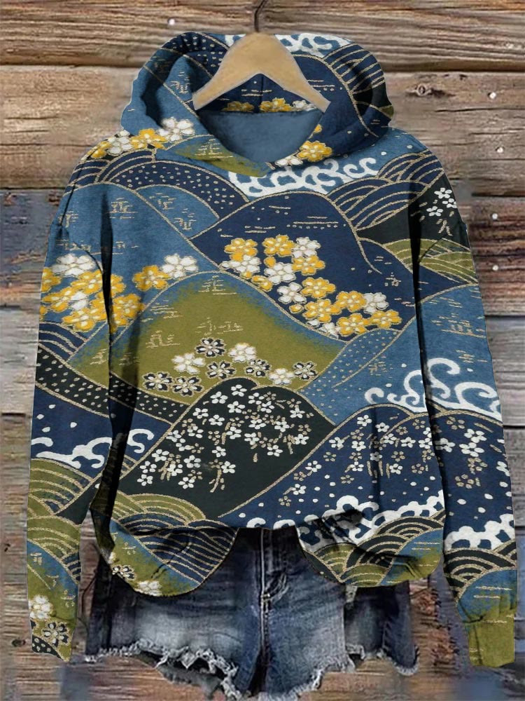 Plum Peak Japanese Print Hoodie