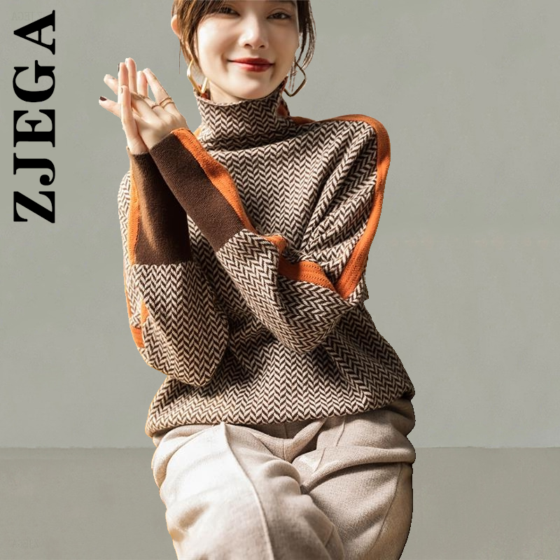 Zjega Women Sweater Turtleneck New Knitted Pullovers Slim Women’s Sweater Stylish Pullover Knit Sweater Soft Popular Knitwear alx