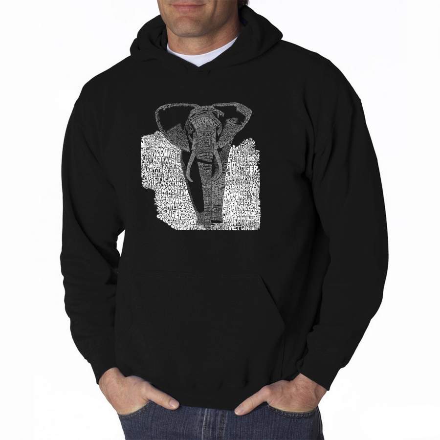 LA Pop Art Men’s Word Art Hooded Sweatshirt – ELEPHANT