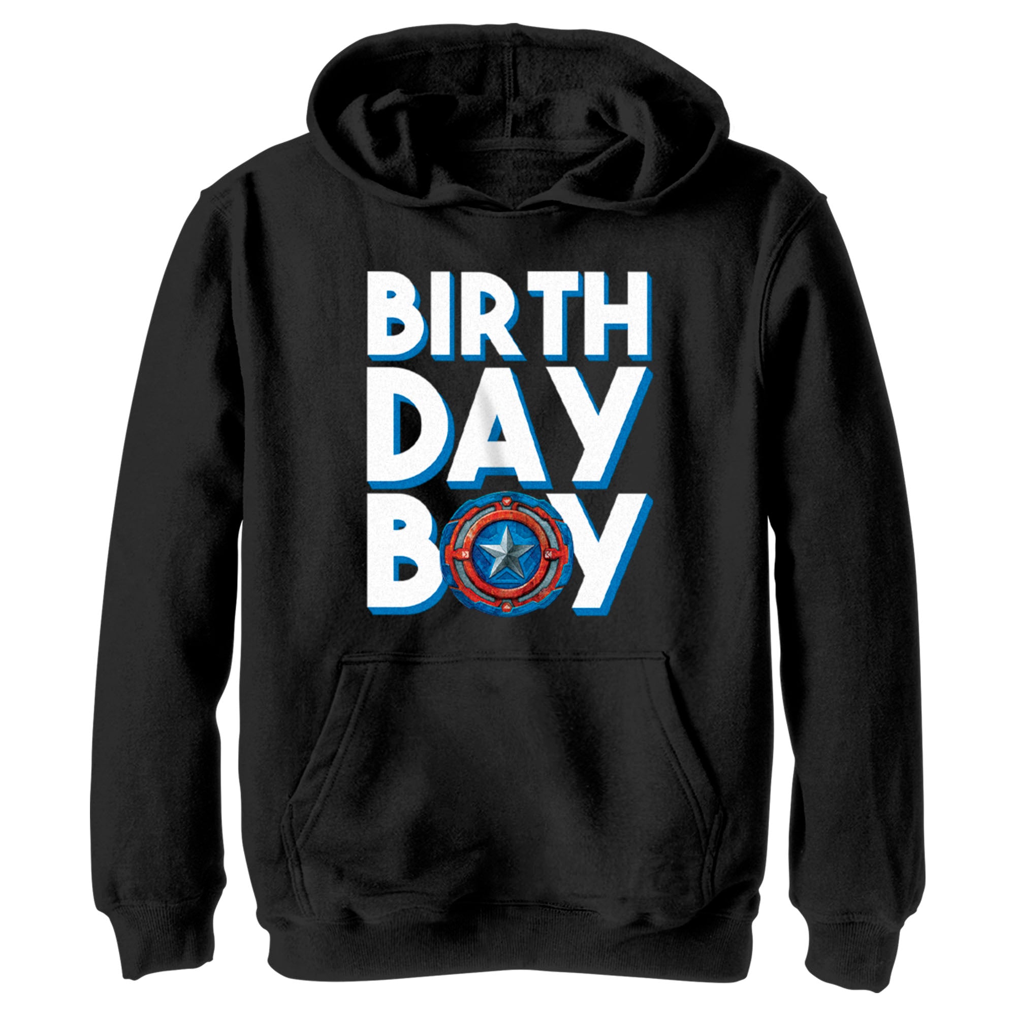 Boy’S Marvel Birthday Boy Cap Shield Pull Over Hoodie