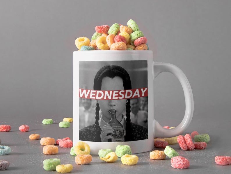 White Mug Wednesday Drinking Alcohol Mug Wednesday Addams Mug The Addams Family Mug Retro Vintage Mug Premium Sublime Ceramic Coffee Mug H99