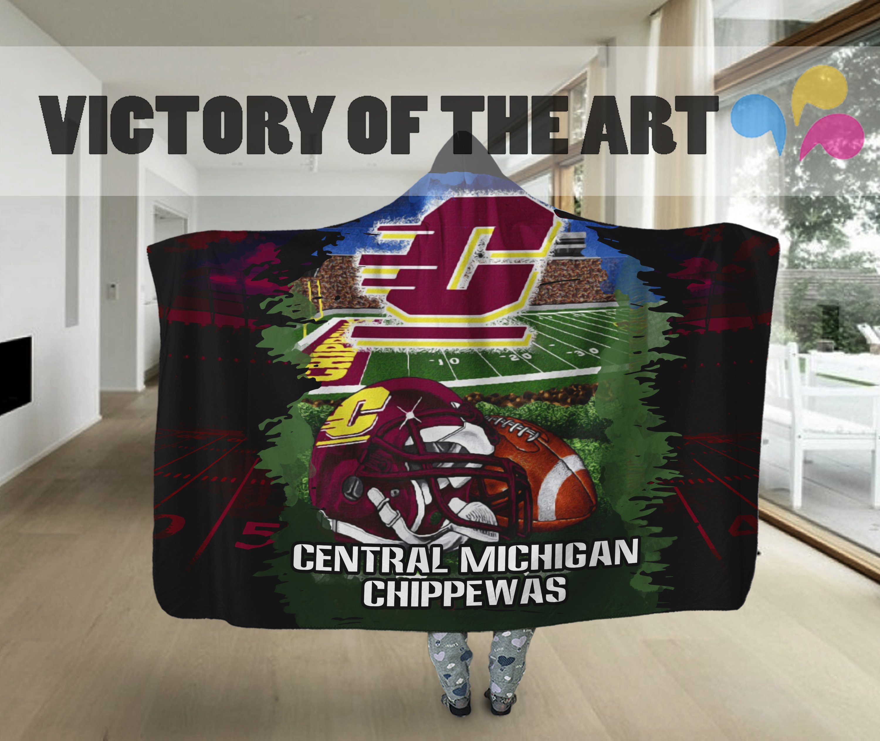 Special Edition Central Michigan Chippewas Home Field Advantage Hooded Blanket