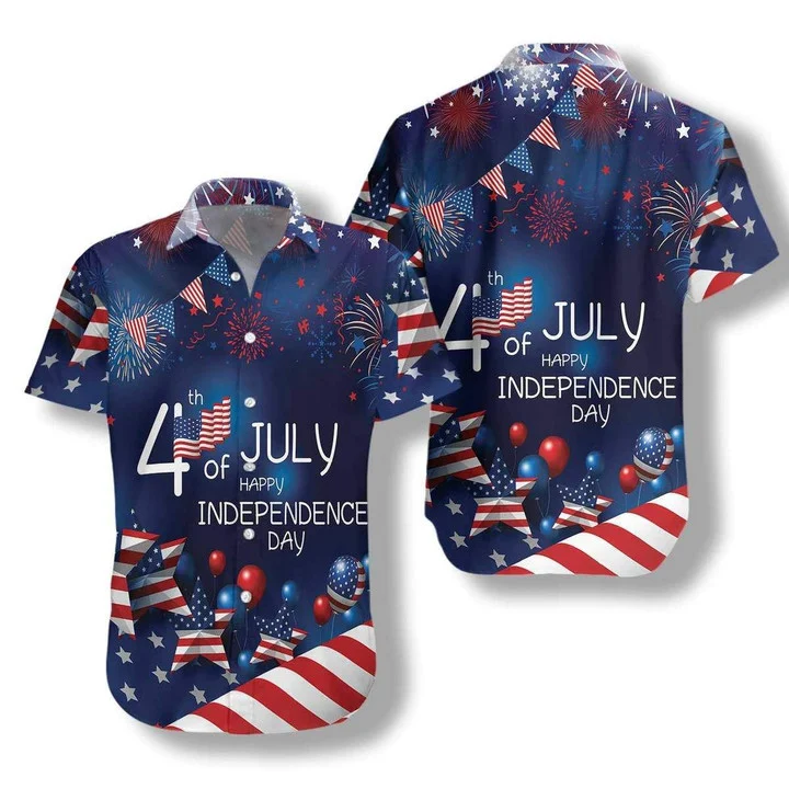 Of July Watercolor Hawaii American Flag Fireworks Hawaii Shirt Ha23695