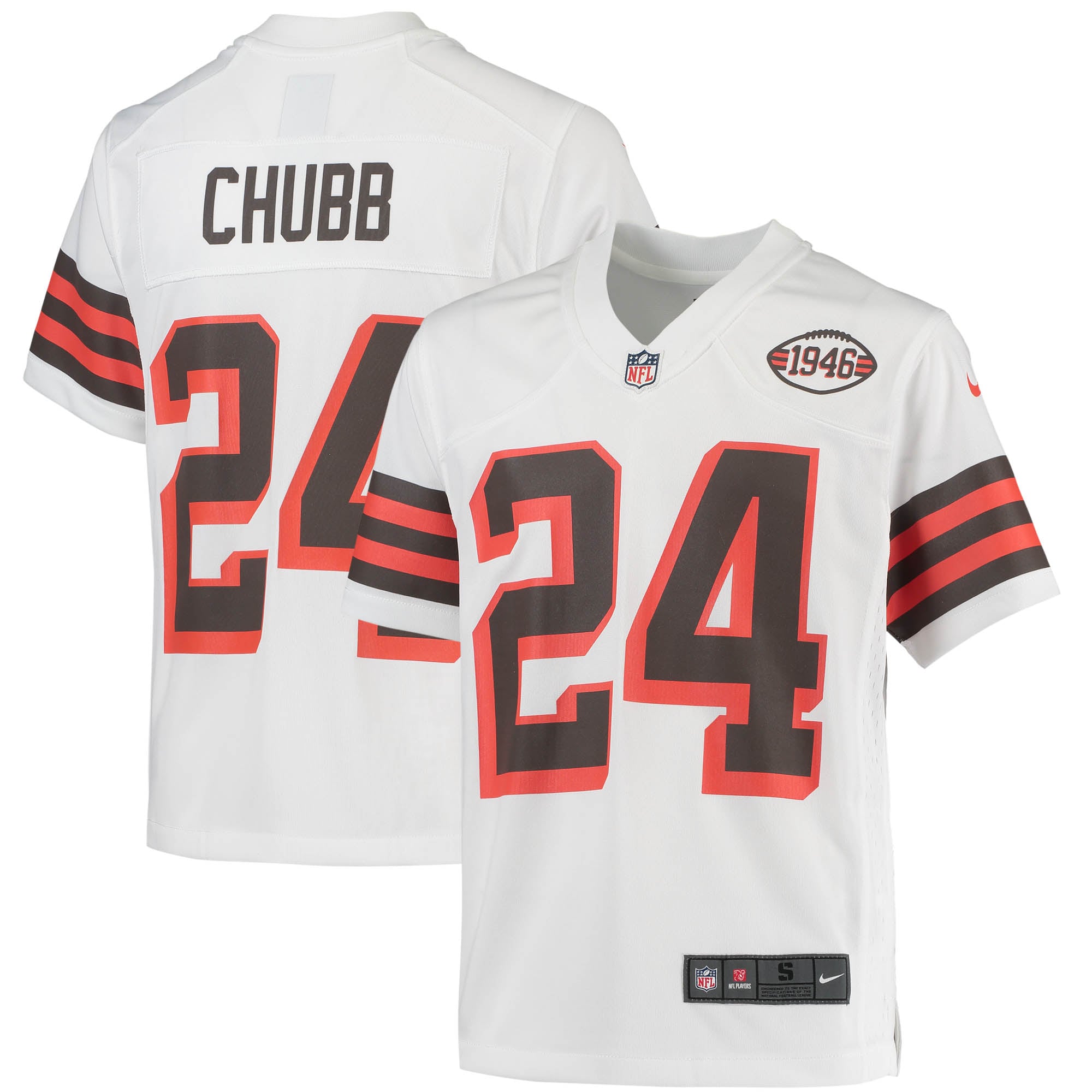 Nick Chubb Cleveland Browns Youth Game Jersey – White