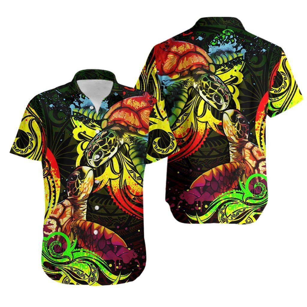 Turtle Couple With Polynesian Hawaii Shirt For Men And Women Ha61384