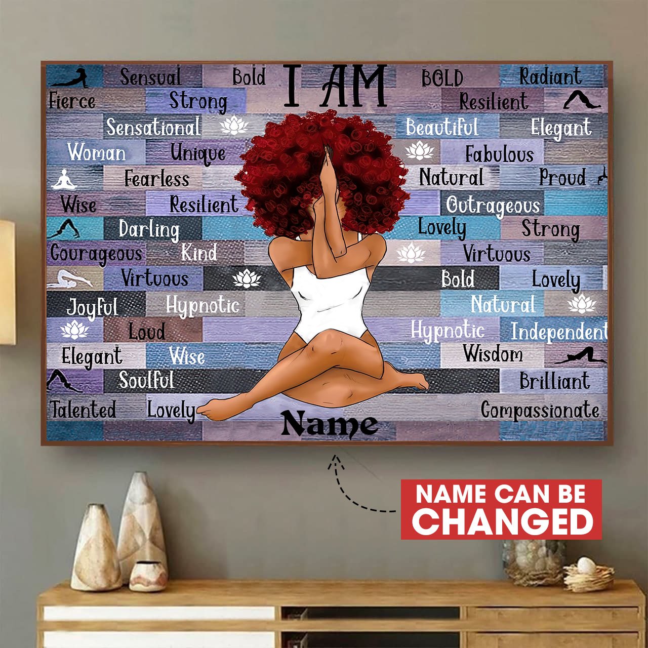 Black Queen Red Hair Canvas Personalized Melanin Woman Painting Print Home Decoration Gift Idea Gift Birthday