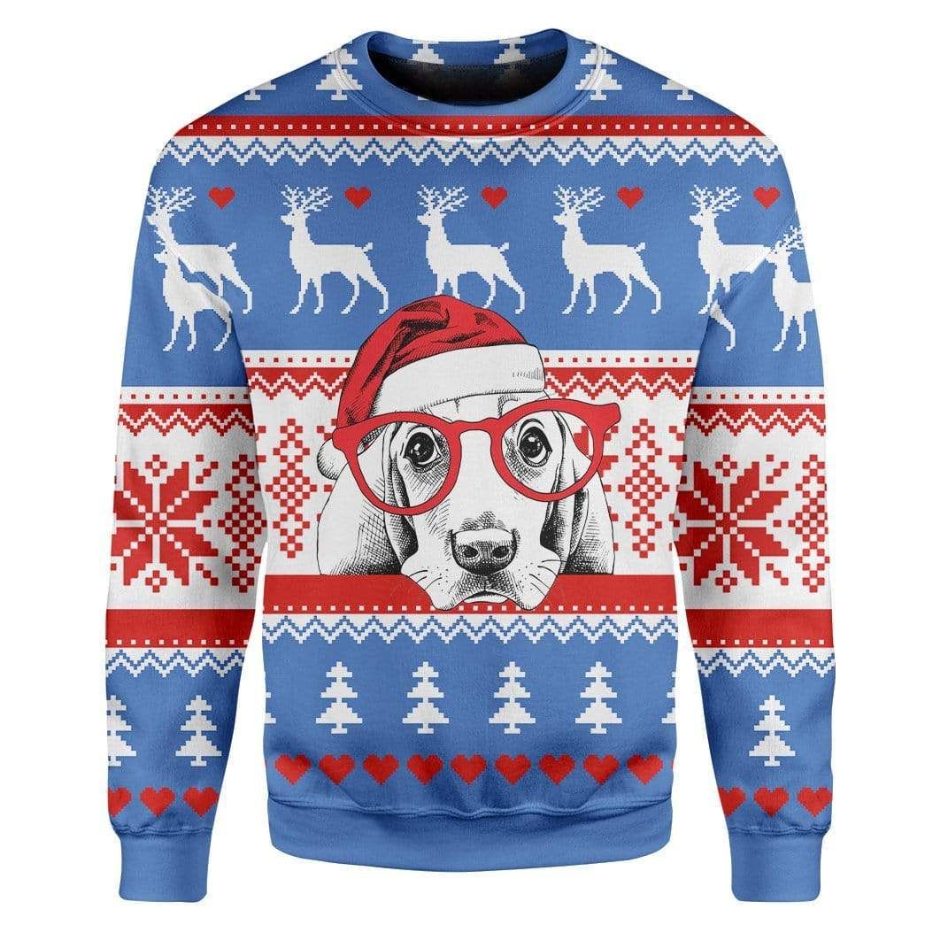 Gearhumans Custom T-Shirt – Long Sleeves Ugly Christmas Dog Christmas Sweater Jumper