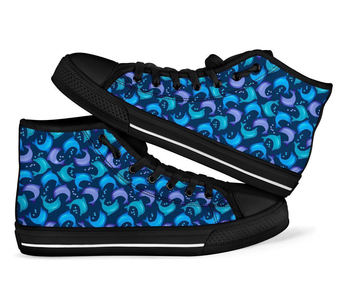 Dolphin Pattern Print Men Women’S High Top Shoes