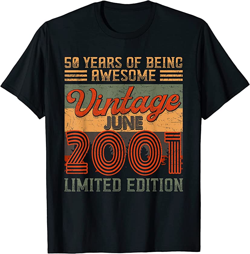 Vintage June 2001 20 Birthday 20 Years of Being Awesome T-Shirt