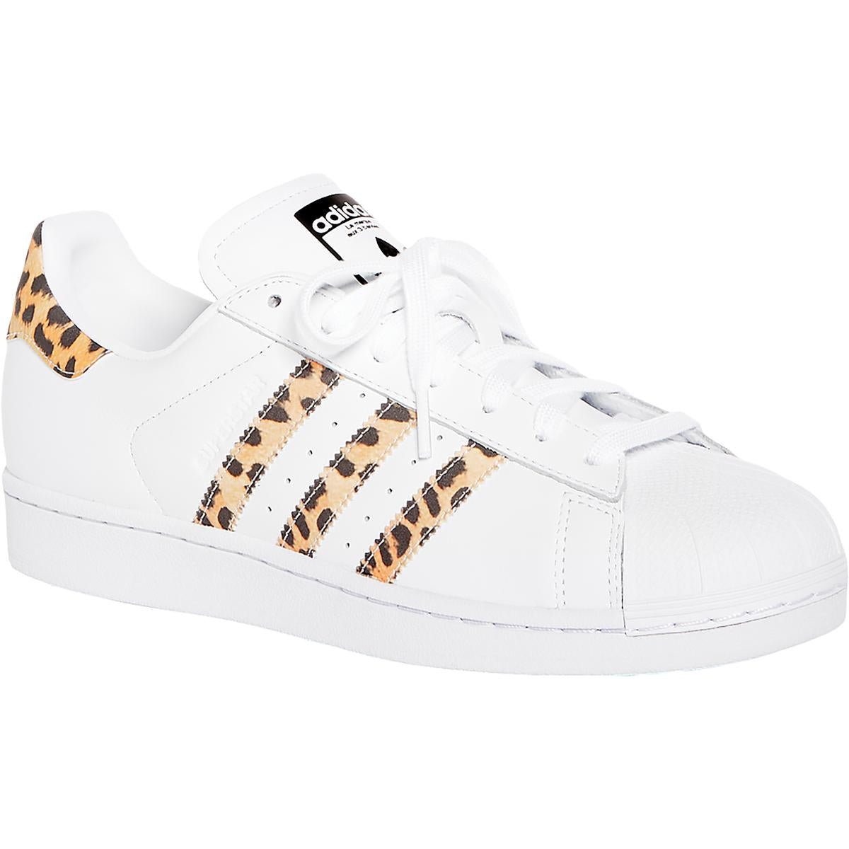 Superstar Womens Leather Animal Print Sneakers