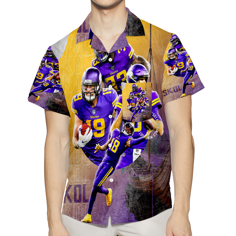 Minnesota Vikings Team V2 3D All Over Print Summer Beach Hawaiian Shirt With Pocket