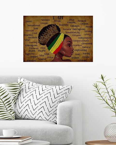 Black Queen Wall Canvas Hg Melanin Power Black History Graphic Tees Afro Proud Educated